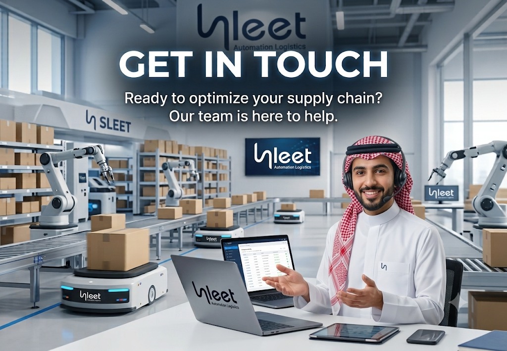 Sleet Automation Logistics team member assisting with fleet management and delivery tracking in a warehouse